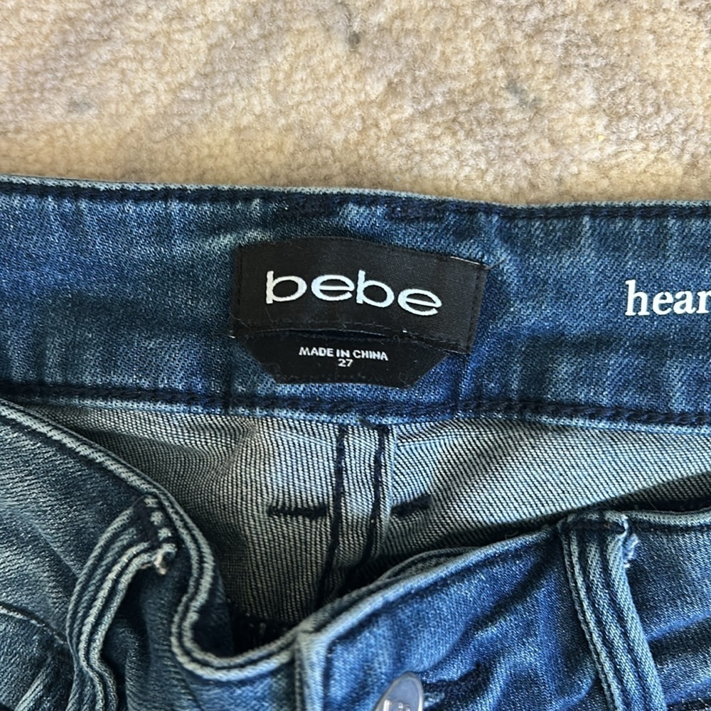 Bebe Blue Skinny Jeans Distressed Style - Picture 2 of 8